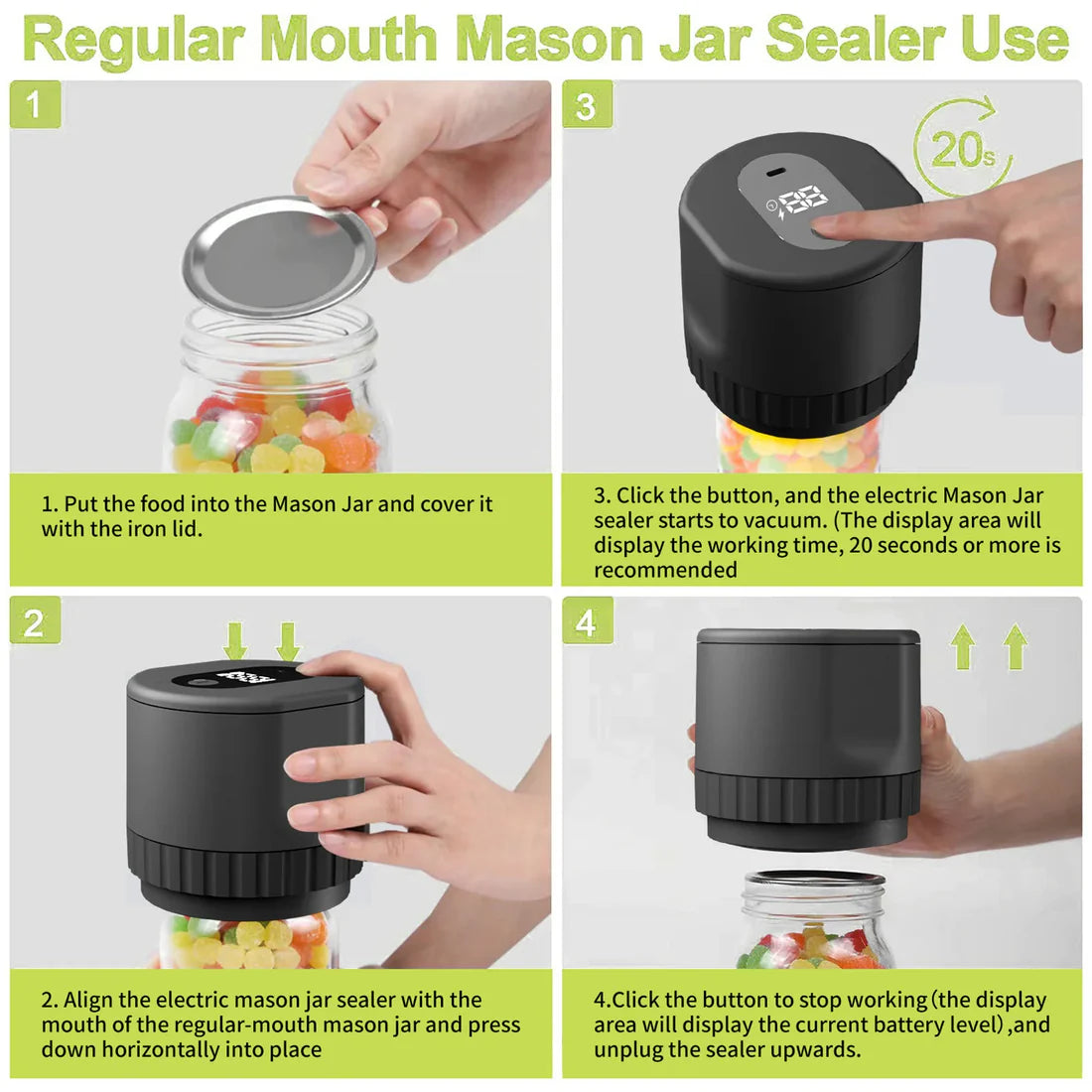 MEROfamily™ Electric Mason Jar Vacuum Sealer Kit